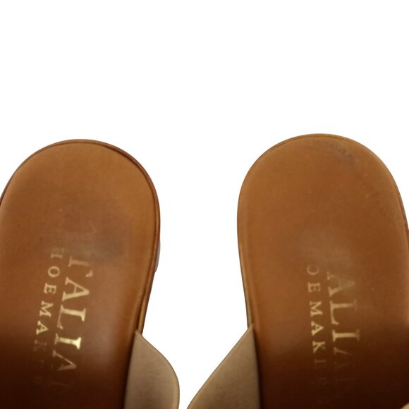 Italian Shoemakers Tan Stretch Strap Wedge Slip On Sandals - Picture 5 of 9